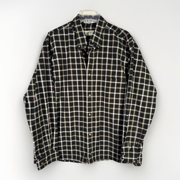 Orvis Men’s 2XLT Plaid Button Down Shirt Gray Black 100% Cotton - Picture 1 of 5
